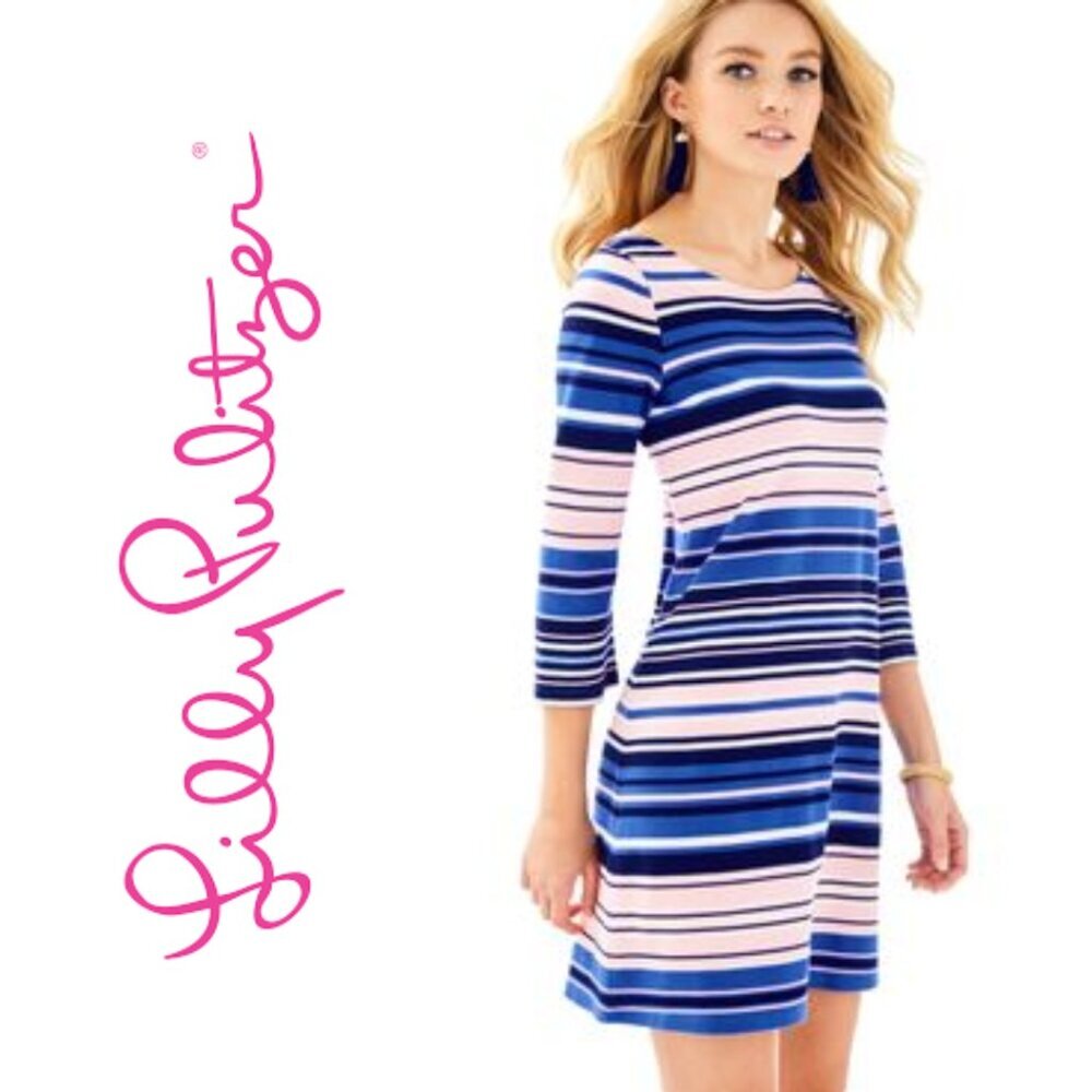 Lilly Pulitzer Women's Medium Bay Dress Paradise Pink Swim Twist Back Mini